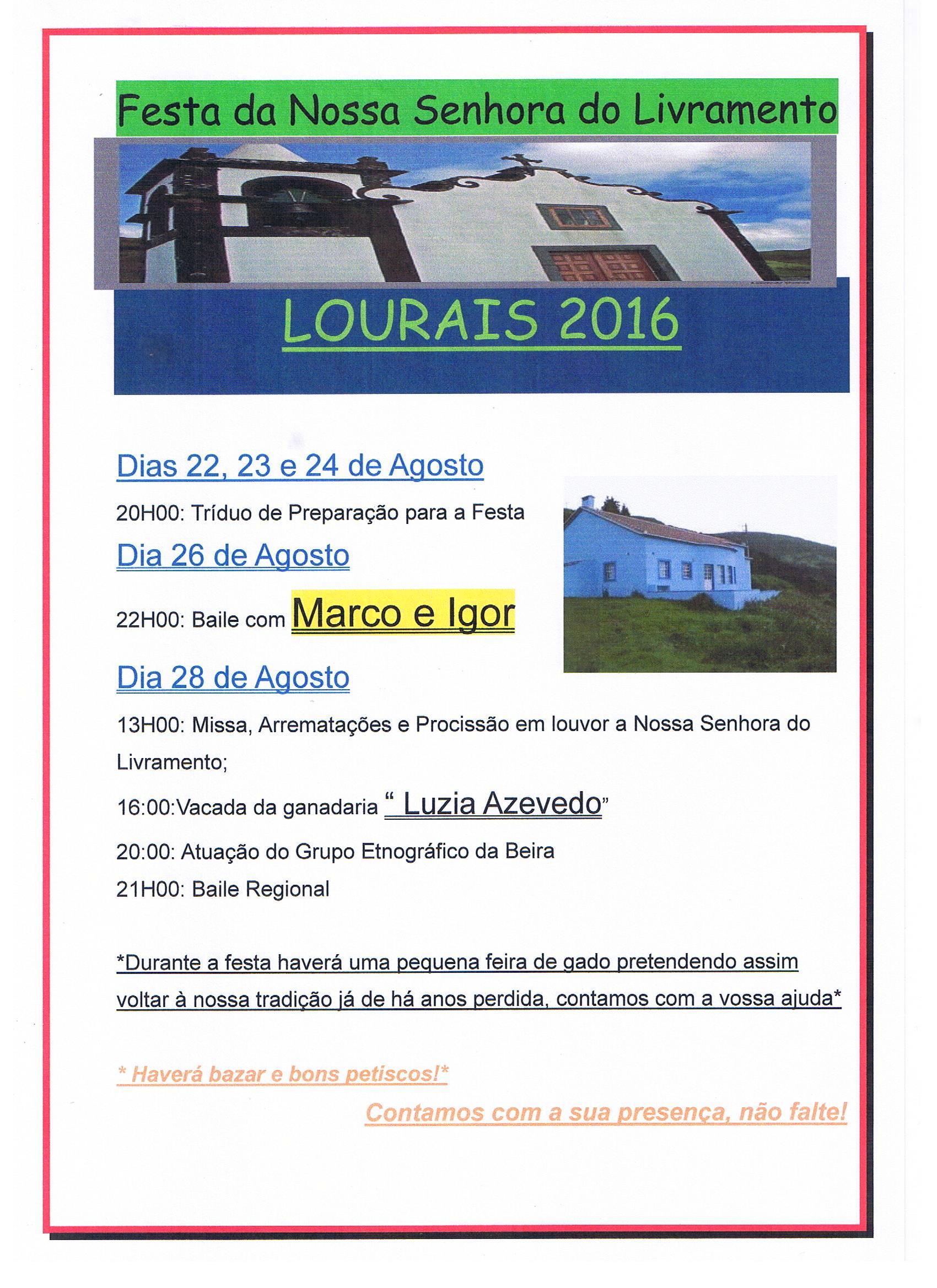 LOURAL EM FESTA – ILHA DE SÃO JORGE (26 e 28 de Agosto)