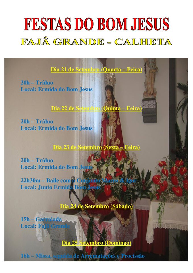 FESTAS DO SENHOR BOM JESUS – FAJÃ GRANDE / CALHETA (23 a 25 /Set)