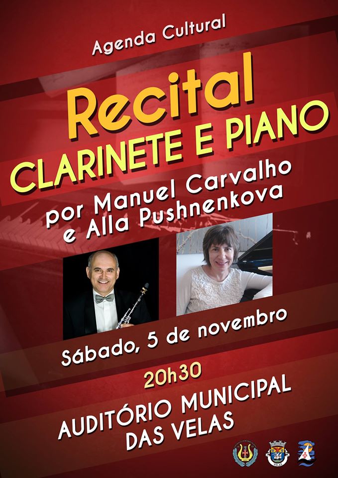 RECITAL DE CLARINETE E PIANO – AUDITÓRIO MUNICIPAL DAS VELAS – Próximo Sábado dia 5 / Nov.