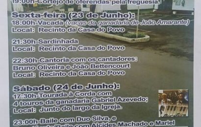 FESTA DE SÃO JOÃO BAPTISTA (22 a 25 de Junho) – Casa do Povo de Santo Amaro – Ilha de São Jorge