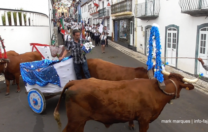CORTEJO DA PASSAGEM DE TESTEMUNHO AO MORDOMO DO BODO DE LEITE DO ANO SEGUINTE – Vila do Topo – Ilha de São Jorge (c/ vídeo)