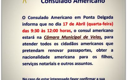 Cônsul Americano estará no próximo dia 17 de Abril na Ilha de São Jorge, para atender cidadãos Americanos.